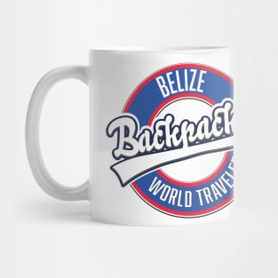 Belize backpacker world traveler logo. Mug